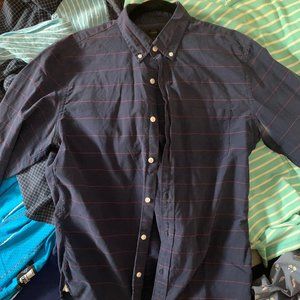 J.crew Blue button down with red stripes